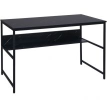 HHG - Scrivania tavolo tavolino ufficio 649 metallo mdf melaminico 120x60cm nero effetto marmo