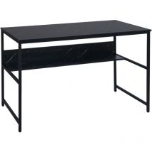 HHG - non utilizzato] Scrivania tavolo tavolino ufficio 649 metallo mdf melaminico 120x60cm nero effetto marmo