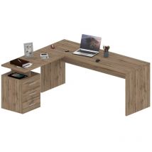 Office24 - Scrivania Angolare Grande 180 Rovere da Ufficio con Cassettiera
