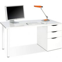 ZIK - Scrivania Ufficio Porta Pc , Tavolo 2 Cassetti Salvaspazio Computer, Legno Bianco - cm 138x60x74 - white