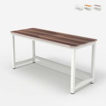 Scrivania ufficio rettangolare 120x60cm legno metallo moderno bianco Bridgewhite 120 Colore: Marrone Noce