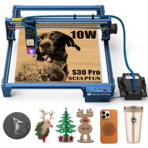 Sculpfun - S30 Pro Graveur laser, machine de gravure laser - Découpe laser lasers 10W, assistance d'air à contrôle automatique, précision 0,005 mm,