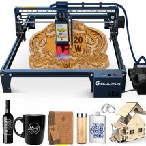 Sculpfun - S30 Pro Max Machine de Gravure Laser - 20W Lasers Laser Cutter, Contrôle Automatique Air Assist, Color Sculpture Metal, pour les