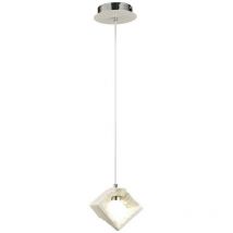 Inspired Diyas Salvio - Pendentif Plafond Sculpture Carrée en Céramique 1 x 3W led Chrome, Blanc