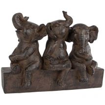 Cadeaux Amsterdam Sculpture Trois Éléphants Marron Polyst 25x11x18.5