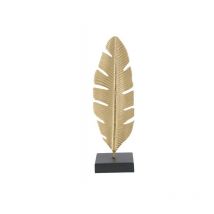 Scultura foglia con porta candela glam 10x10x34 cm
