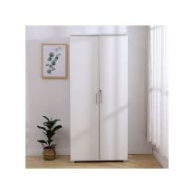 Mmt Furniture Designs Ltd - White wooden Filing cabinet with 4 shelves - 2 Door Lockable Filing Cabinet - Tall wood Office Storage Cupboard Organiser