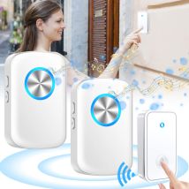 Campanello senza fili, SDLOGAL Campanello elettronico impermeabile da 150 metri, kit suoneria con 2 ricevitori plug-in, 60 melodie a 5 livelli di