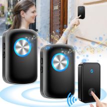 Sdlogal - Timbre Inalámbrico Timbre Electrónico Resistente al Agua de 150 Metros, Kit de Timbre con 2 Receptores Enchufables, 60 Melodías a 5 Niveles