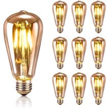 Bombillas LED Vintage - Pack de 10 Unidades, Ultrixe E27 ST64 Retro 4W Lámpara Decorativa Antigua Blanco Cálido 2200K, Vidrio Ámbar - Máxima