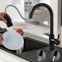 Sdlogal - Grifo Monomando de Cocina negro, Ultrixe, mezclador de cocina, fregadero de cocina, giratorio de 360°, Rociador desplegable, 2 modos, grifo