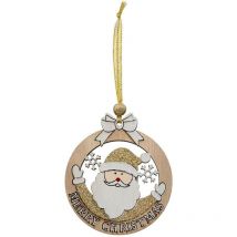 Feeric Lights – Weihnachtsgirlande aus Holz rund in Gold – 10cm – 8cm – 1cm – 8cm – 0.01kg