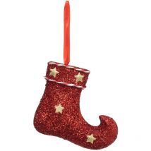 Décoration de sapin botte rouge pailletée 16cm - Atmosphera créateur d'intérieur