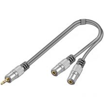 Wentronic - sdoppiatore cavo audio jack stereo 3.5 mm placcato in oro 15 cm