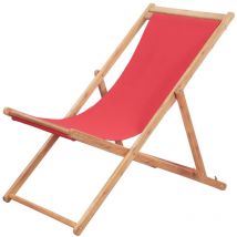 Minkurow - Sdraio da Spiaggia Pieghevole Telaio in Legno e Tessuto Rosso