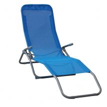 Sdraio lettino da spiaggia in acciaio e textilene con braccioli Mayo - RoyalBlue