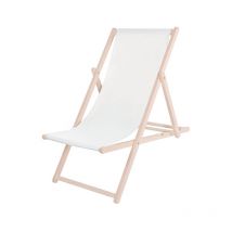 Sdraio da spiaggia pieghevole, in legno con materiale bianco - bianco