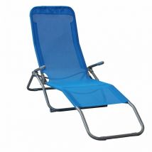 Cosma - Lit de plage de pont en acier et textilène avec accoudoirs de mayo RoyalBlue - RoyalBlue