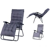Sedia Sdraio Relax con Cuscino Imbottito Grigio per Giardino Tubolare 22x40 cm