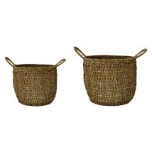 Lined Basket (Set of 2) - Seagrass - L35 x W35 x H30 cm - Natural
