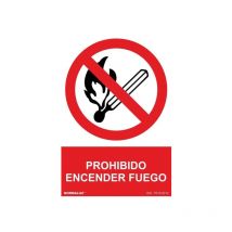 Señal de seguridad Prohibido Encender Fuego, con tintas uv sekureco 300 x 400 mm pvc glasspack 0'7 mm