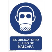 Panneau Utilisation Obligatoire ''es Obligatorio El Uso De Mascara'' (pvc 0.7mm) 30x40cm
