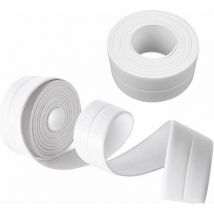 Cruel - Sealing Strip, Self Adhesive Tape, Waterproof Mildew Cockroach Prevention, for Bathtub/Bathroom/Corner etc, 38mm 3.2m - White(2Pack)