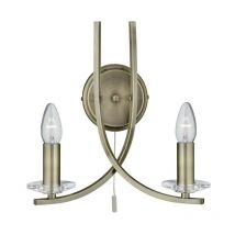 Searchlight - Ascona - 2 Light Indoor Glass Candle Wall Light Antique Brass, E14