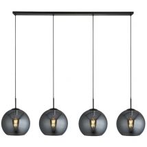 Searchlight - amsterdam - Suspension de plafond à 4 ampoules noir mat avec abat-jour rond en verre fumé