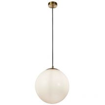 Searchlight - Atom ii Suspension Atom 24 cm Laiton Satiné, Verre Opale