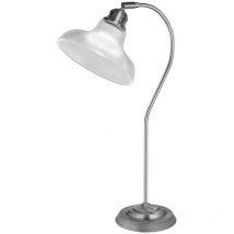 Searchlight - Bistro iii Table Lamp ,Satin Silver, Holphane Style Glass