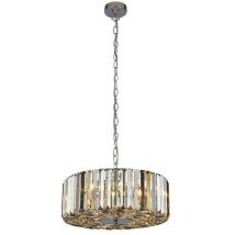 Chapeau 4 Light Chrome Pendant / Semi Flush, Amber, Smoke And Clear Glass Crystals - Searchlight