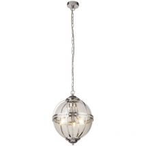 Searchlight Coronet 3 Light Pendant Chrome, Glass
