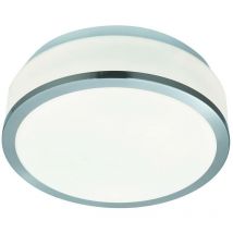 Searchlight - Discs - Badezimmer Flush 2 Lichtdecke Satin Silber, Opal IP44, E27