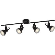 Searchlight - Plafoniera Lineare Contemporanea Focus Spotlight Acciaio Bianco Nero 4 Luci Gu10