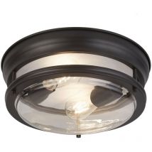 Searchlight - Glasgow Plafonnier à 2 ampoules, noir, verre transparent
