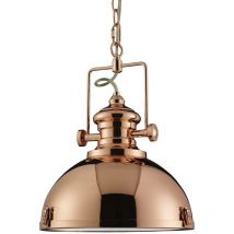 Industrial - Sospensione a soffitto a 1 luce a cupola in rame con diffusore in acrilico, E27 - Searchlight