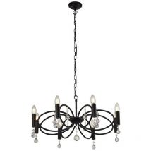 Infinity - Lampada a sospensione a 8 luci - nera con dettagli in cristallo - Searchlight