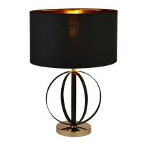Searchlight - Lampe de table noir, or avec abat-jour noir, intérieur or
