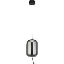 Searchlight Lisbon 1 Light LED Pendant,Black And Smoked Glass 2700K