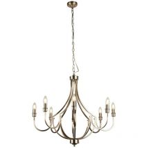 Lodge 8 Light Pendant Satin Silver Metal - Searchlight