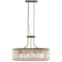 Searchlight - Victoria Luminaire suspendu ovale à 5 lumières, laiton antique, cristal transparent