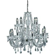 Marie Therese - Lampadario in Cristallo Finitura Cromata 12 Luci, E14 - Searchlight