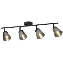 Mega 4 Light Bar Spotlight, Black Metal With Smoked Glass - Searchlight