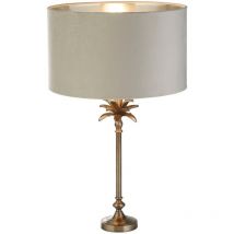 Searchlight - Palm Table Lamp Antique Nickel, Grey Velvet Shade