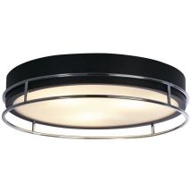 Plafoniera Contemporanea Fenice Acciaio Nero e Cromo Vetro 3 Luci E14 40Cm