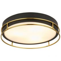 Searchlight - Pheonix Plafonnier Phoenix à 3 ampoules, noir, laiton, verre dépoli