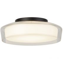 Plafoniera Contemporanea Disco Acciaio Nero Vetro Trasparente Led 14W 3000K