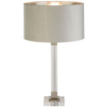 Searchlight Scarborough Table Lamp Crystal, Satin Nickel, Grey Velvet