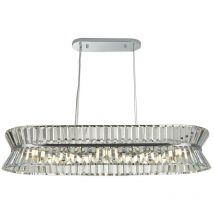 Uptown Lampada a sospensione ovale a 10 luci cromata, cristallo trasparente - Searchlight